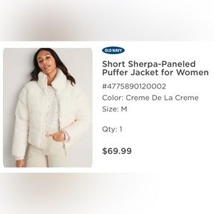 Sherpa-paneled puffer jacket in off-white